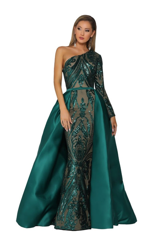 1705 One shoulder emerald